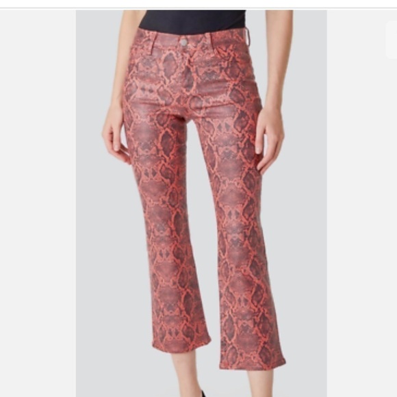 NWT J Brand Selena Mid-Rise Snakeskin-Print Crop Bootcut Jeans Size 26 - Picture 3 of 10